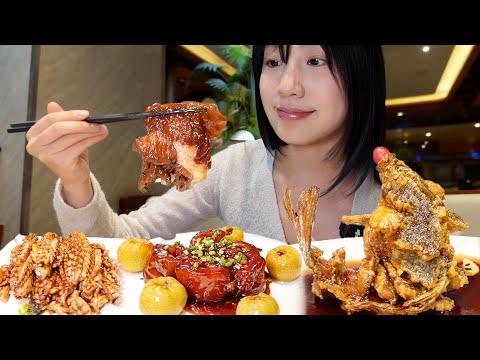 Refined Shandong cuisine, first time with braised pork intestines, huge braised pork knuckle!