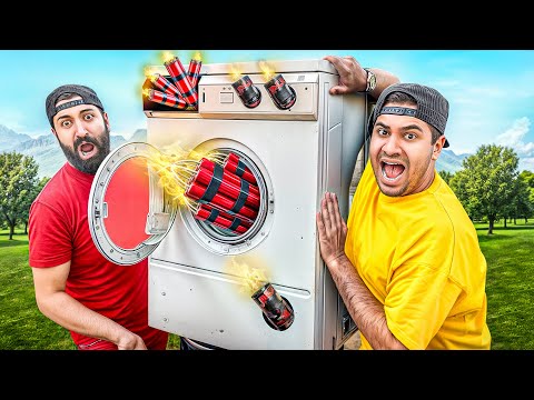 لباس شویی رو منفجر کردیم!!!🤯🤯 کی باور میشد انقدر سگ جون باشه؟؟!!