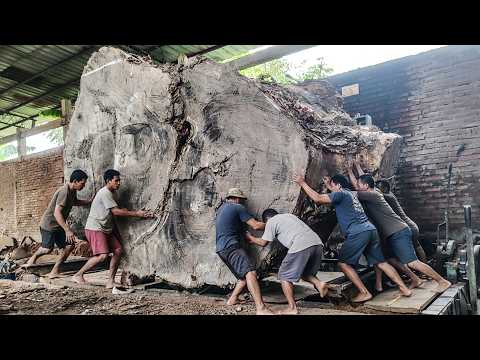 UNEXPECTED CHAOS! Terrifying Surprises While Sawing Monster Logs at the Big Sawmill