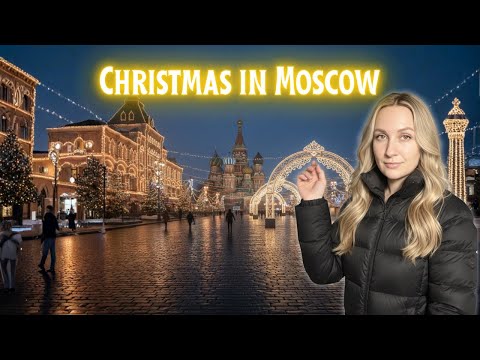 Christmas & New Year in Moscow 2025 🇷🇺 | Evening Walk, Red Square & Festive Lights