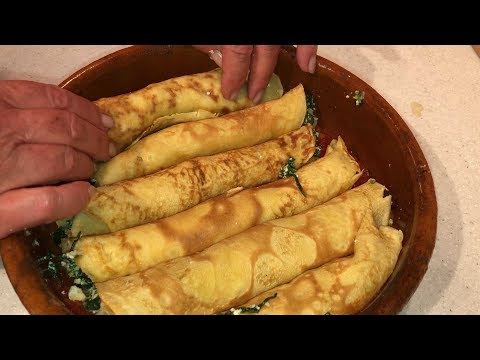 "Bärlauch-Crespelle" - Pfannkuchen mit Bärlauch-Käse-Füllung