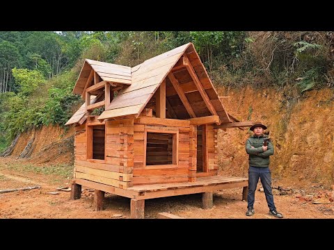 Building a winter cabin in a remote area | Completing the wooden roof.