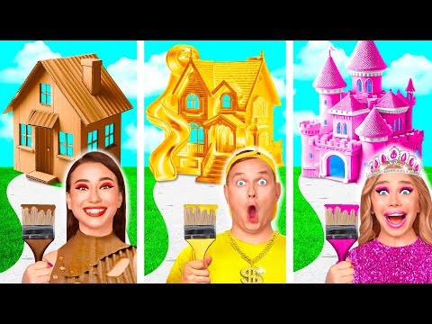 ワンカラーハウスリッチvsブロークvsギガリッチ | クレイジーチャレンジ Fun Fun Challenge