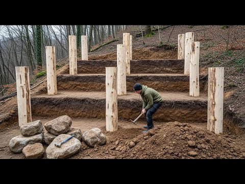 Man Takes 30 Days to Build Self-Sustainable Wooden House in the Forest | From Start to Finish