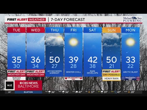 Winter storm expected to bring heavy snow to Maryland Tuesday