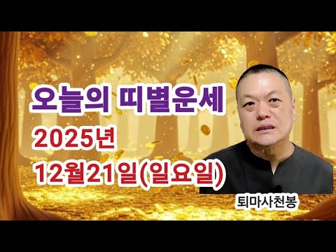 2025년 12월21일(일) 오늘의 띠별운세 