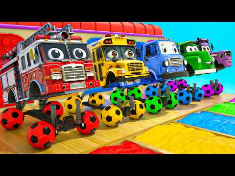 Sing a Song Wheels On the Bus + Baby Shark | Wheel made from a soccer ball - Nursery Rhymes Songs