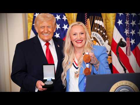 Olympic Champion Honors Trump at White House, Gifts Him Olympic Medal