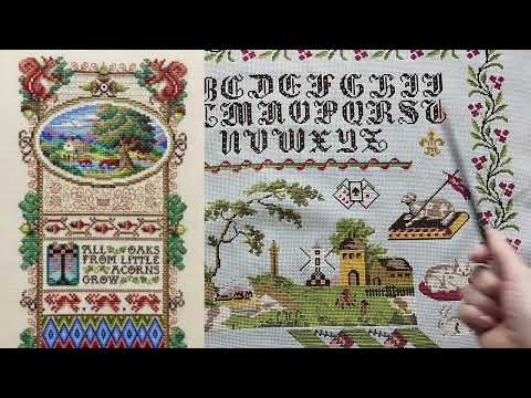 Мой семплер с картами, ошибки, злые белки и ретро-косметичка