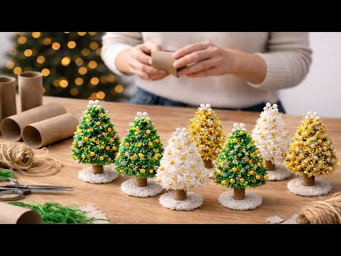 Christmas tree idea with toilet paper rolls and and yarn 🧶🎄/Amazing ✨️you will be happy