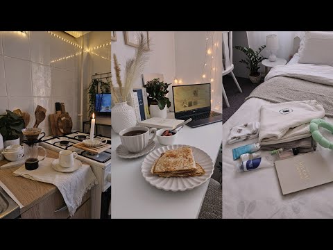 cozy & productive days 🏡| house clean, Intermittent fasting lifestyle,Fettuccine Alfredo, snow vibes