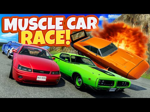 Muscle Cars vs INSANE Mountain Track = Destruction! (BeamNG Drive Mods)
