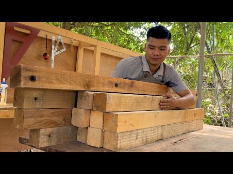Fascinating Woodworking Project | Building an Extra Long and Beautiful Table with Old Wooden Bars