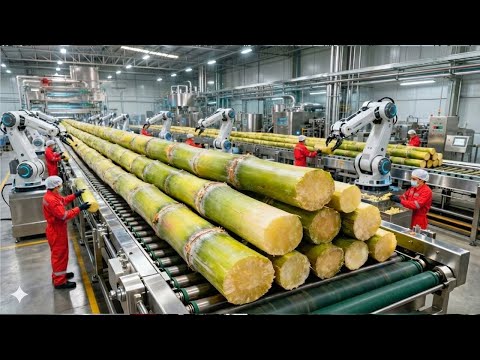 How They Harvest Sugarcane for Sugar In The Future: Inside a Cane Sugar Factory (Full Process)