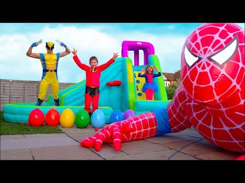 Hulk is preparing a breakfast for Max & Spider-Man presented a giant inflatable toy