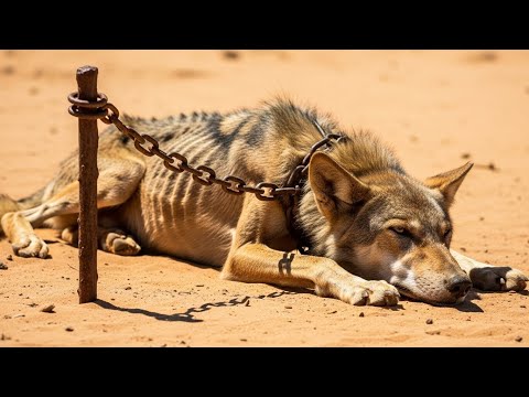 Lobo encadenado en el desierto… Un niño encontró sin saber que no era un lobo común
