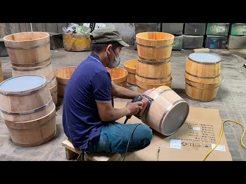 Process of Making Wooden Foot Bath | Inside the Oak Barrel and Bathtub Factory in Vietnam
