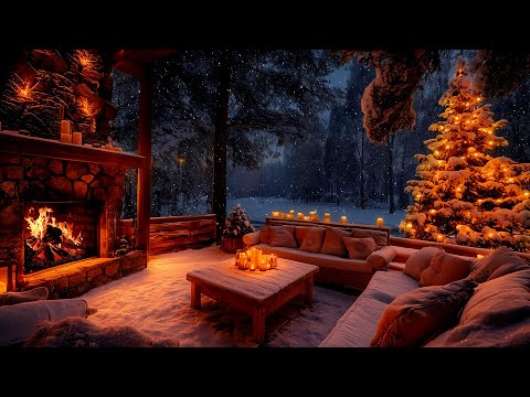 ❄️ Snowy Cabin Porch Ambience (12H) - Cozy Fire Sounds for Deep Sleep & Calm Mind