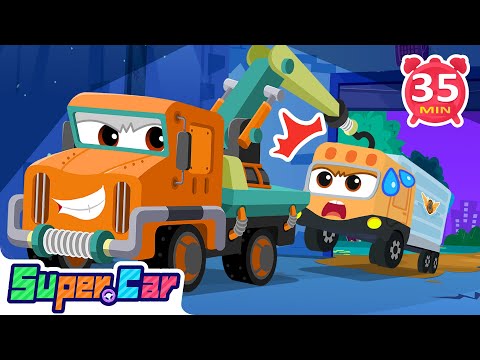 挖掘機和警車大行動 🚓🚧 | 汽車卡通冒險 🚗💥 | 消失的超級汽車 🔍🚙 | 超級汽車 💪🚗 | LEFUN Kids TV