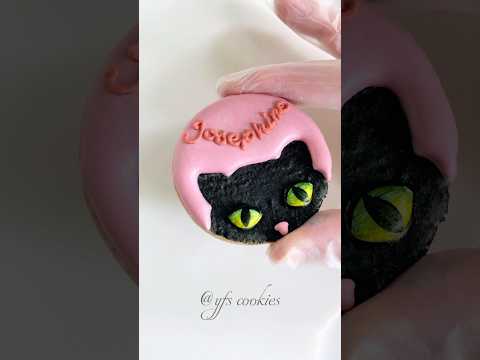 🐈‍⬛Easy cat cookie decorating #cookiedecorating #cookies #royalicing