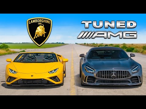 Tuned Mercedes-AMG GTR vs Lamborghini Huracán– No Excuses, Just Power | Drag Race