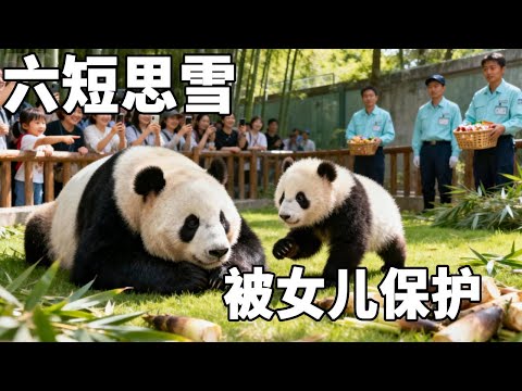 站起来够不到零食窗，被女儿天天操心需要哄着，像座山一样的“六短”思雪太可爱了【你好大熊猫】#大熊猫思雪#大熊猫美美