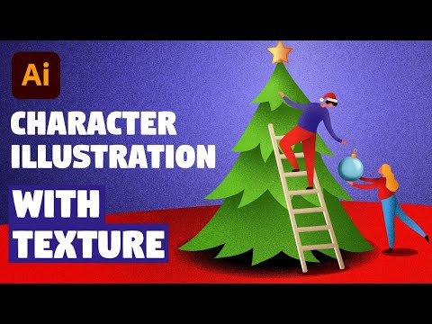 Christmas Character illustration with Grain and Noise Texture | Illustrator tutorial