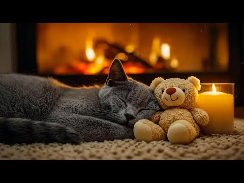 Relaxing Music for Cats 🐱 Gentle Fireplace Ambience for Peaceful Sleep & Cozy Comfort