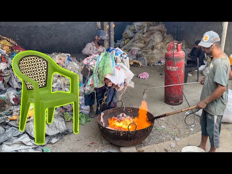 How Plastic Chairs Are Made from Recycled Polythene Plastic Bags | Amazing Manufacturing Process