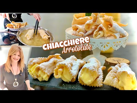 CHIACCHIERE ARROTOLATE ALLA CREMA BOLLOSE e CROCCANTI impasto veloce alla Panna