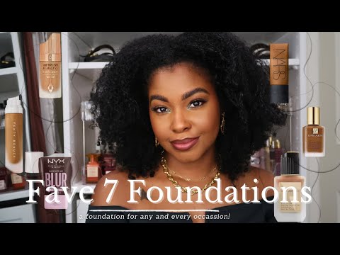 My 7 FAVE Foundations || matte, all day wear, beginner friendly, dark skin friendly, full coverage!!
