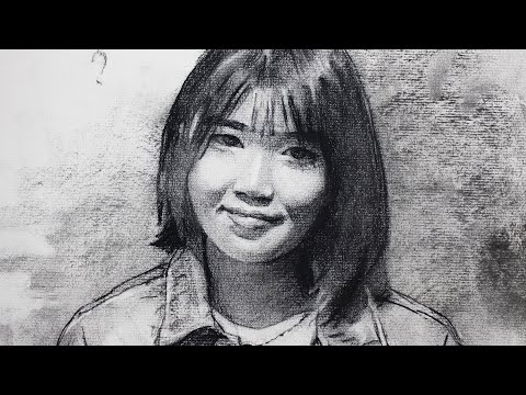 Charcoal portrait drawing step by step