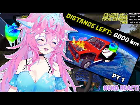 ━☆NEKO REACTS━☆ ITS NOT THAT FAR .. RIGHT ? ! | REACTING TO Driving 6000km in My Summer Car [ PT 1 ]