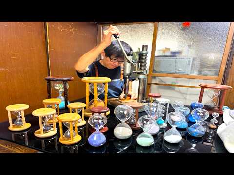The process of making an hourglass. One of only two remaining glass craftsmen in Japan.