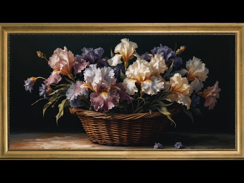Spring’s Embrace: Iris Whispers Art Frame TV | A Vintage Floral Symphony | Art Frame Screensaver