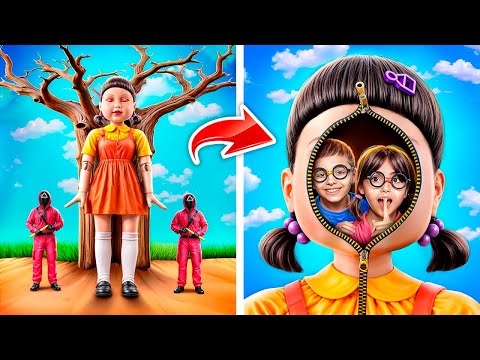 We became GIGA Squid Game Girl & Boy Dolls in real life!