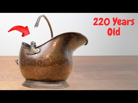 220 year old Copper helmet Coal Scuttle repair