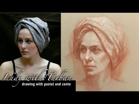 Lady with Turban - Conte Drawing