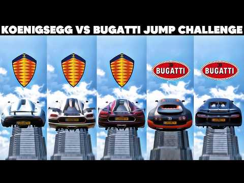 Which KOENIGSEGG Vs BUGATTI CARS Can Jump Over The Buildings in Forza Horizon 5? Let's Find Out