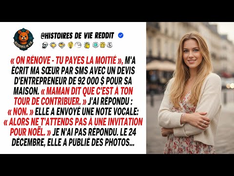 Ma sœur m'envoie un devis de 92 000 $ pour sa maison et veut que je paie la moitié.