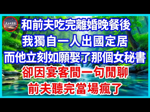 和前夫吃完離婚晚餐後，我獨自一人出國定居，而他立刻如願娶了那個女秘書，卻因宴客間一句閒聊，前夫聽完當場瘋了！#為人處世 #生活經驗 #情感故事 #故事 #小說 #戀愛 #情感 #婚姻