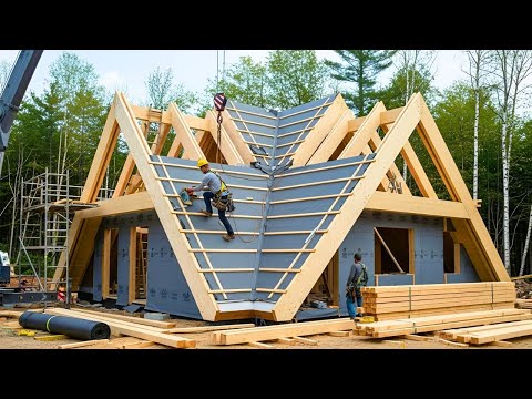 Off-Grid Log Cabin Built From Scratch by a Young Couple | Full Timelapse by @woodjunkie_yt