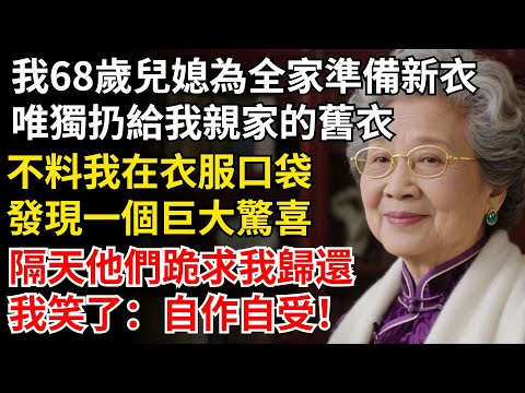 我68歲兒媳為全家準備新衣，唯獨扔給我親家的舊衣，不料我在衣服口袋發現一個巨大驚喜，他們跪求我歸還，我笑了：自作自受！#晚年生活#中老年生活#為人處世#生活經驗#情感故事#幸福人生#上了年紀該明白的事