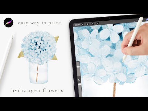 here's an easy way to paint watercolor hydrangea flowers. Procreate tips and tricks for beginners