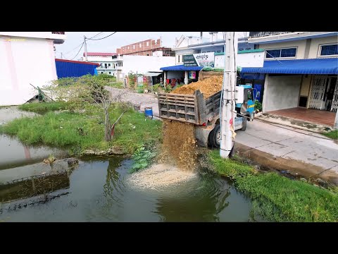 Great team!! Great project with Komatsu D20p Bulldozer pushing soil into the field
