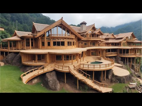 Man Builds Amazing Wooden Mansion in Mountain Start to Finish by @山村小木匠 AnXu
