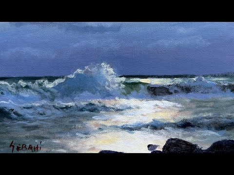 A Little Seascape in Acrylics | Painting Loose Full tutorial!