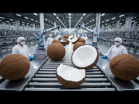 Inside the Factory: How Coconuts Are Turned into Delicious Coconut Milk (Full Process Factory)