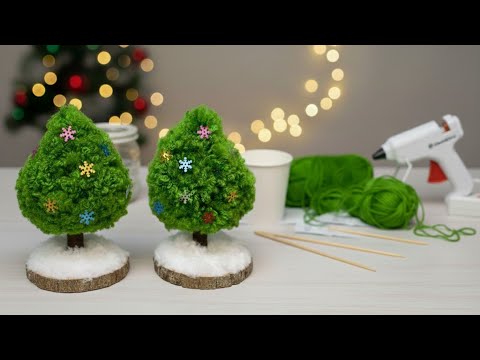 Easy Craft! Mini Yarn Christmas Tree 🌲 Using Two Paper Cups