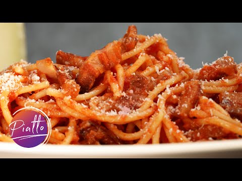 Pasta AMATRICIANA - Traditional Recipe from Amatrice